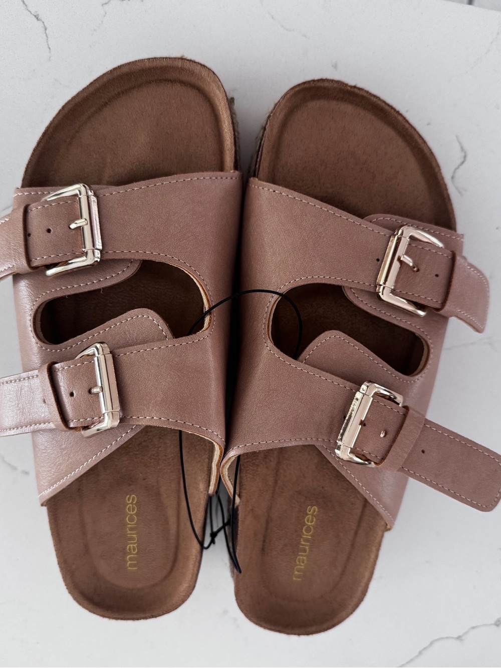 Maurices Double Buckle Slide Sandals in Taupe - Picture 4 of 5